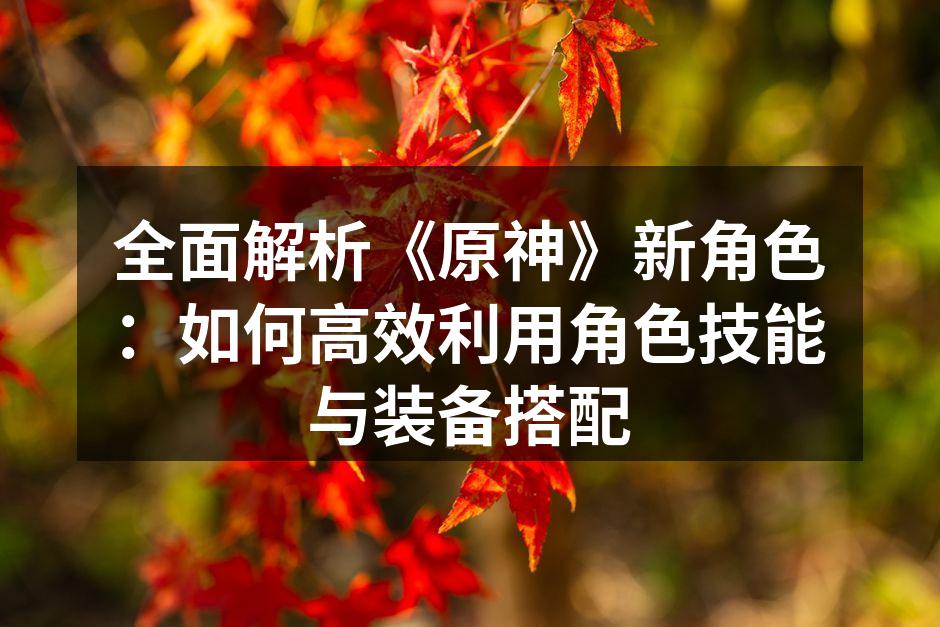 全面解析《原神》新角色：如何高效利用角色